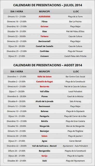AGENDA PRESENTACIONS